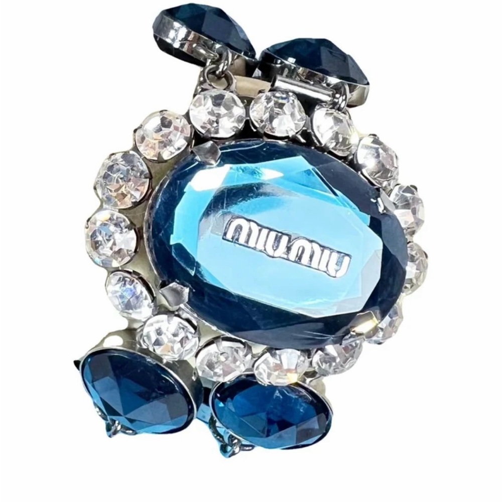 Miu Miu Blue and Silver Crystal Brooch